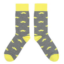 Load image into Gallery viewer, Customizable Groomsmen Gift Set Lemon Gray Mustache Men's Dress Socks