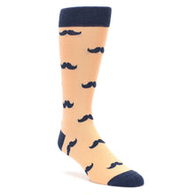 Load image into Gallery viewer, Peach Navy Mustache Groomsmen Wedding Men’s Dress Socks