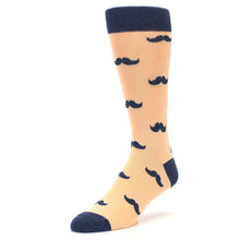 Load image into Gallery viewer, Peach Navy Mustache Groomsmen Wedding Men’s Dress Socks