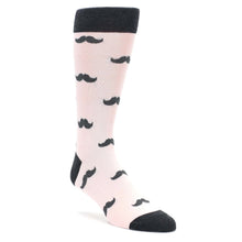 Load image into Gallery viewer, Petal Pink Gray Mustache Groomsmen Wedding Men’s Dress Socks