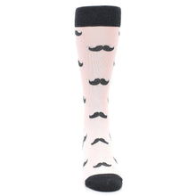 Load image into Gallery viewer, Petal Pink Gray Mustache Groomsmen Wedding Men’s Dress Socks