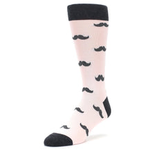 Load image into Gallery viewer, Petal Pink Gray Mustache Groomsmen Wedding Men’s Dress Socks