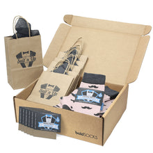 Load image into Gallery viewer, Customizable Groomsmen Gift Set Petal Pink Gray Mustache Men's Dress Socks