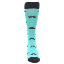 Load image into Gallery viewer, Spa Green Gray Mustache Groomsmen Wedding Men’s Dress Socks