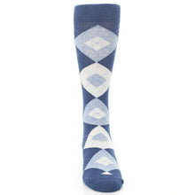 Load image into Gallery viewer, Heathered Navy Argyle Men’s Dress Socks