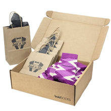 Load image into Gallery viewer, Customizable Groomsmen Gift Set Raspberry Argyle Men’s Dress Socks
