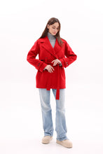 Load image into Gallery viewer, Karina Midi Cashmere Wool Blend Coat In Ruby