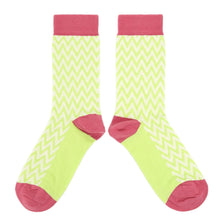 Load image into Gallery viewer, Green Cream Chevron Jacquard Women's Dress Socks