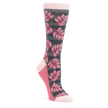 Load image into Gallery viewer, Pink Charcoal Palm Branches Women's Dress Socks