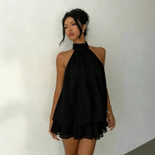 Load image into Gallery viewer, Women's Backless Halter Neck High-Waist Mini Dress with Puffy Skirt