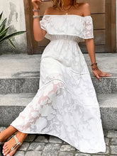 Load image into Gallery viewer, White Stylish Off-Shoulder Maxi Dress Elegant Short Sleeve Summer Dress
