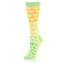 Load image into Gallery viewer, Green Yellow Mermaid Socks - Women's Novelty Dress Socks