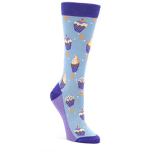 Load image into Gallery viewer, Light Blue Purple Cupcakes Women's Dress Socks