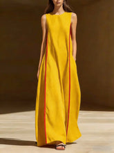 Load image into Gallery viewer, Women's Linen Sleeveless Loose Striped Maxi Dress