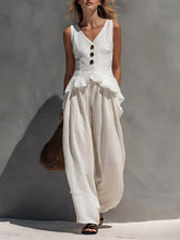 Load image into Gallery viewer, Ruffled Tank Top & Draping Wide-Leg Pants Set – 6 Colors, S–3XL