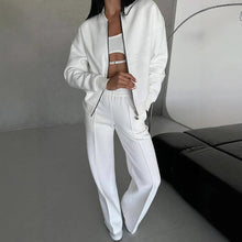 Load image into Gallery viewer, Women’s 2-Piece Zip-Up Sweatsuit Set — Jacket & Wide-Leg Sweatpants