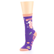 Load image into Gallery viewer, Purple Peach Virgo Zodiac Sign Socks - Women's Novelty Socks