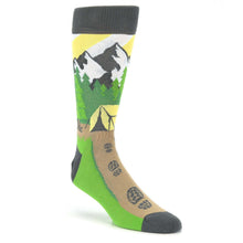 Load image into Gallery viewer, Green Brown Mountain Camping Socks - Men's Dress Socks