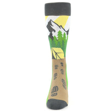 Load image into Gallery viewer, Green Brown Mountain Camping Socks - Men's Dress Socks