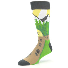 Load image into Gallery viewer, Green Brown Mountain Camping Socks - Men's Dress Socks