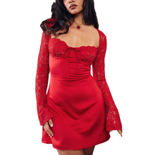 Load image into Gallery viewer, Y2K Lace Long Sleeve Dress Fashion Sexy Corset Backless Lace Up Short Dresses Womens Clothing