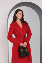 Load image into Gallery viewer, Astoria Classic Wraparound Wool Blend Overcoat in Red
