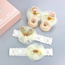 Load image into Gallery viewer, Flower Baby Girl Headband Socks Set Shoes With Crown Bows Newborn Headbands For Girls Turban Baby Hair Accessories