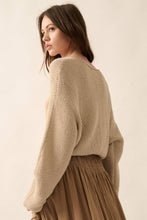 Load image into Gallery viewer, Solid Rib-Knit Dolman-Sleeve Sweater: Oatmeal