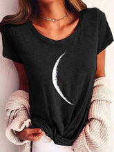 Load image into Gallery viewer, Wide Collar Printed T-Shirt – Casual Short Sleeve Top for Women