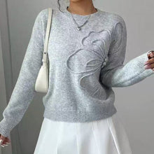 Load image into Gallery viewer, Women's Elegant Floral Sweater - Crew Neck Long Sleeve Casual Pullover