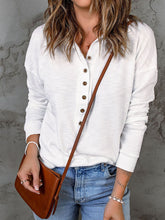 Load image into Gallery viewer, Women's Loose Fit Long Sleeve Knit Top – Button Detail, S–5XL