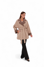 Load image into Gallery viewer, Sandro Cashmere Blend Overcoat in Beige