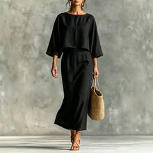 Load image into Gallery viewer, High Waist Long Skirt & 3/4 Sleeve Loose Top Set