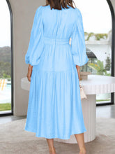 Load image into Gallery viewer, Lightweight Deep V-Neck Balloon Sleeve Maxi Dress Elegant & Flowing Silhouette Unique Dress