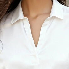 Load image into Gallery viewer, Women’s V‑Neck Business Casual Blouse – Relaxed Fit Long Sleeve Shirt