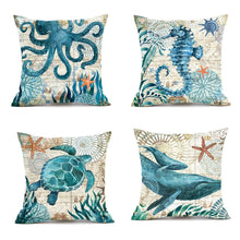 Load image into Gallery viewer, Mandotos Sea Turtle Printed Cushion Covers Linen Throw Pillow Cases For Home Decor Sofa Chair