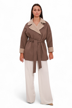 Load image into Gallery viewer, Sandro Cashmere Blend Overcoat in Latte