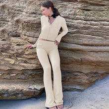 Load image into Gallery viewer, Women’s Knitted Hooded Two-Piece Set – Cardigan & High-Waisted Pants Suit