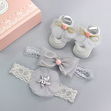 Load image into Gallery viewer, Flower Baby Girl Headband Socks Set Shoes With Crown Bows Newborn Headbands For Girls Turban Baby Hair Accessories