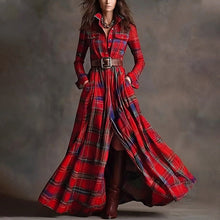 Load image into Gallery viewer, Women's Printed Lapel Slim-Fit Dress – Elegant Commuter Style