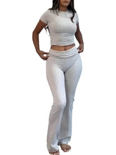 Load image into Gallery viewer, 🔥 Women's Low-Waisted Folded Waist Flared Pants - Low-Rise Wide-Leg Trousers