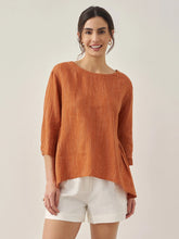 Load image into Gallery viewer, 100% Linen Round Neck Artistic Stripe Top FLORENCE