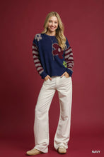 Load image into Gallery viewer, Umgee Flower Jacquard Striped Long Sleeve Sweater