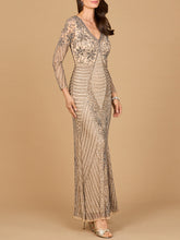 Load image into Gallery viewer, Long Sleeve Beaded Gown