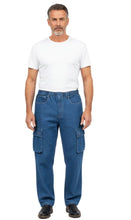 Load image into Gallery viewer, Men’s Double Cargo Pocket Pull-On Jeans – Rugged Cargo Pants in Cotton Blend Fabric