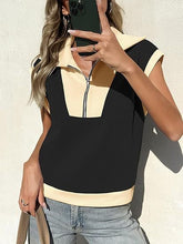 Load image into Gallery viewer, Fisoew Color‑Block Half‑Zip Polo Sweatshirt