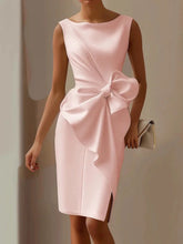 Load image into Gallery viewer, Women's Bow-Knot Sleeveless Midi Dress – High Waist A-Line