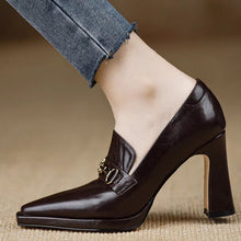 Load image into Gallery viewer, Women's Retro Chunky Heel Pointed Toe Pumps – Slip-On Office Heels