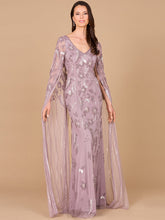 Load image into Gallery viewer, Beaded Sheath Dress with Long Cape