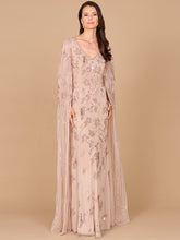 Load image into Gallery viewer, Beaded Sheath Dress with Long Cape